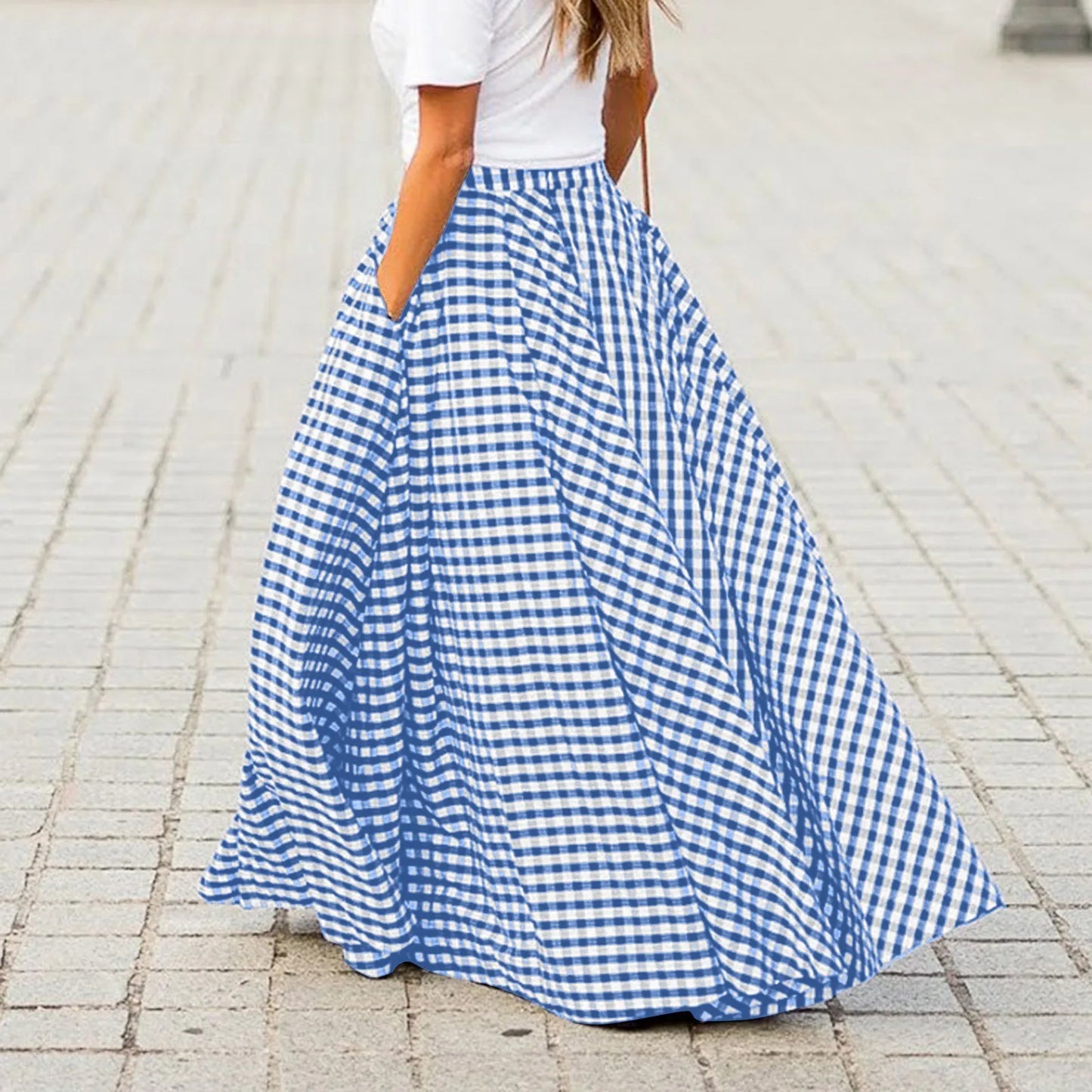 Craft Of Weaving Plaid Swing Skirt With Draped Silhouette