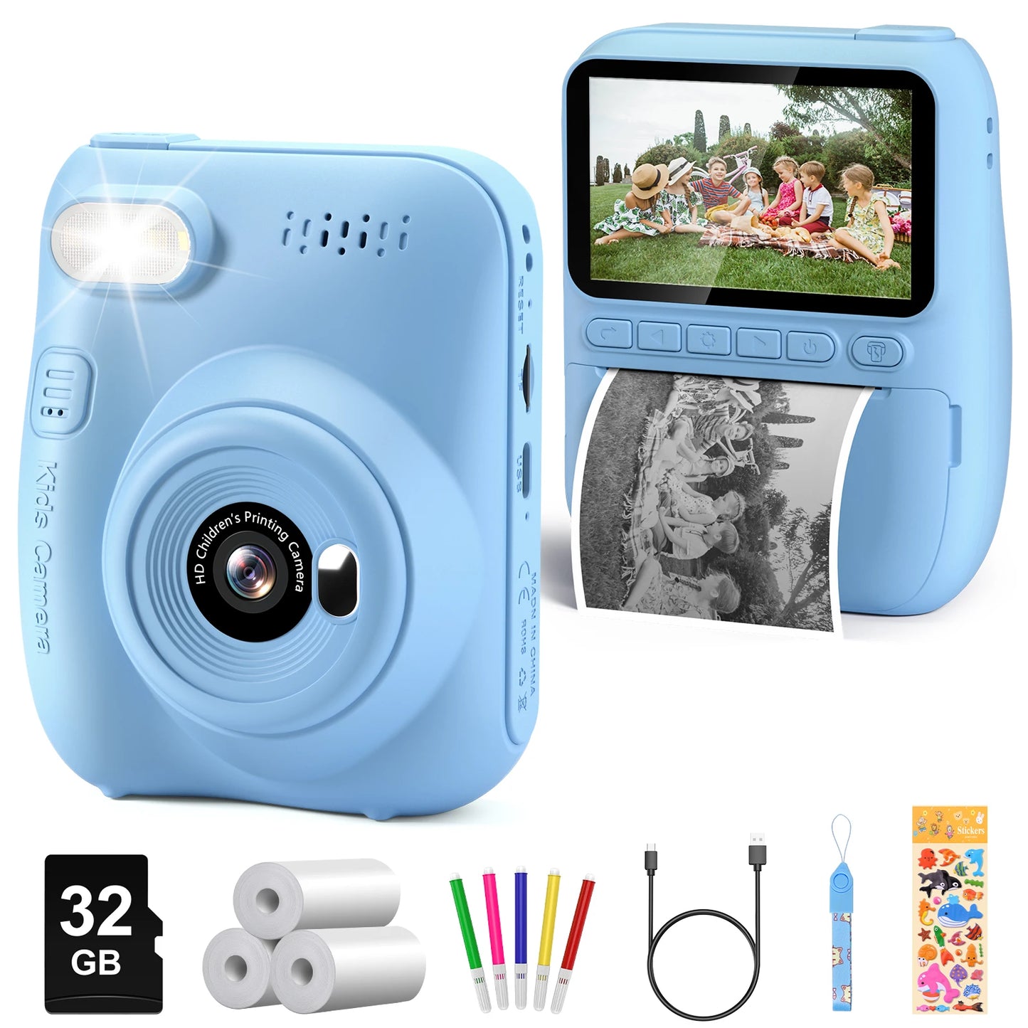 DIAMOOKYCN Kids Instant Print Camera 32MP 1080P Portable