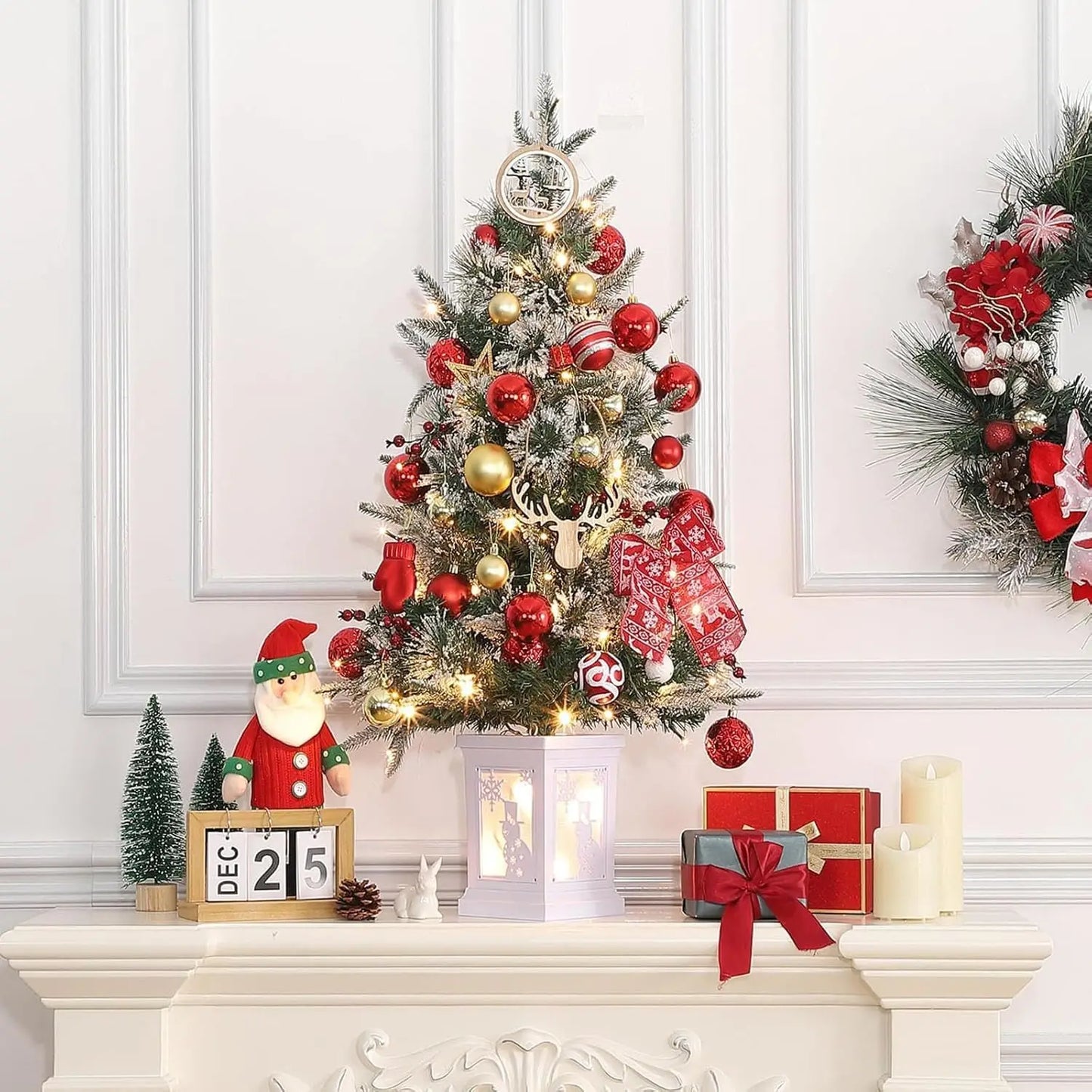 Electronic Prelit Christmas Trees, Two Pack, Potted Base, 78 Lights