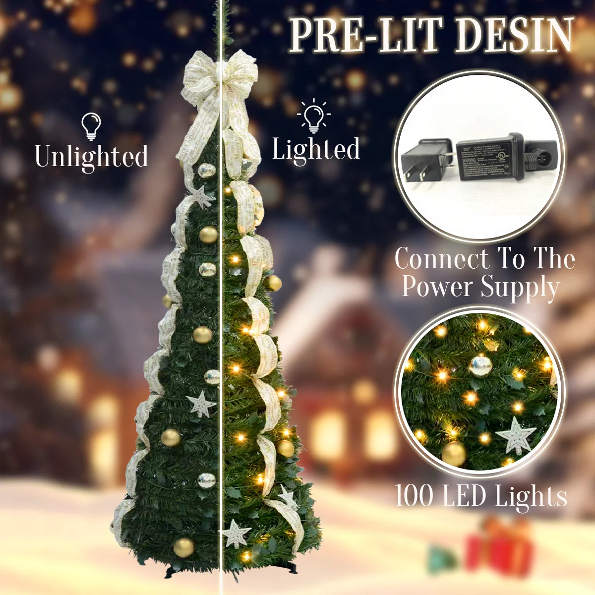 180/190cm Pre-Lit Artificial Christmas Tree Christmas Decorations Party Home Decor 200 LED Light White Green 460 Branch Tips