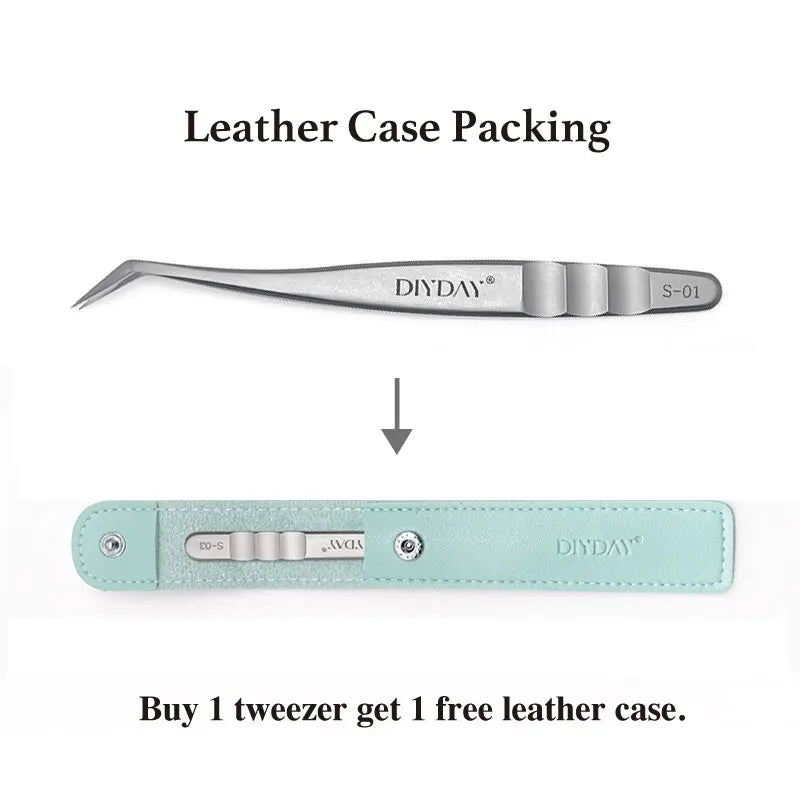 DIYDAY Anti-slip Eyelash Tweezers Stainless Steel Eyebrow Precision Tweezers Fiber Tip Volume Isolation Lashes Extension Tweezer
