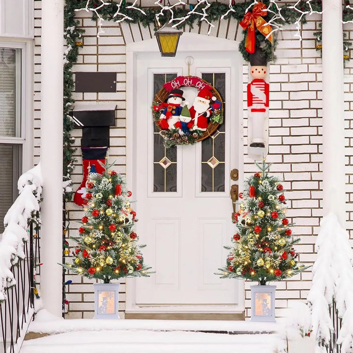 Electronic Prelit Christmas Trees, Two Pack, Potted Base, 78 Lights