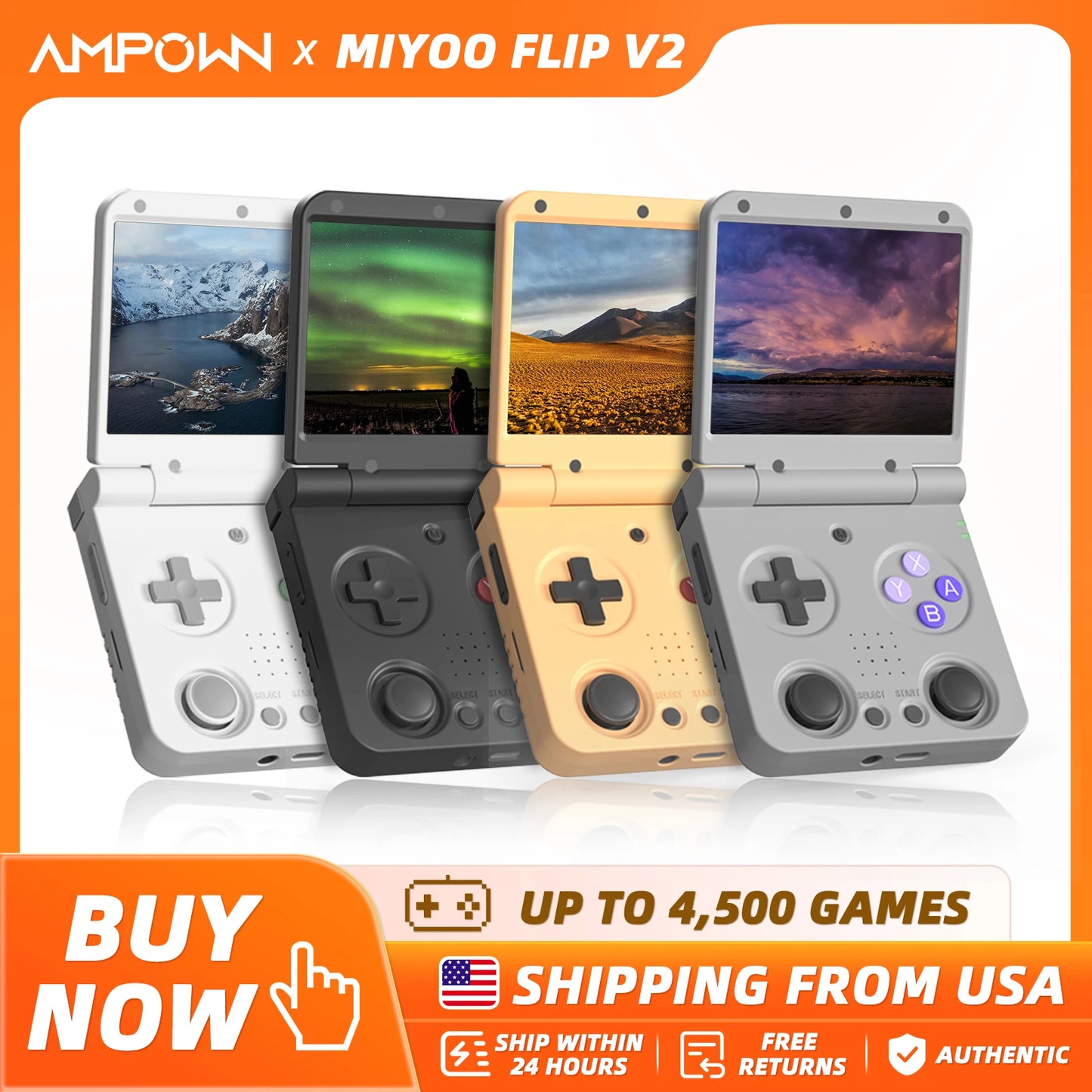 MIYOO Flip V2 Handheld Game Console With IPS Display
