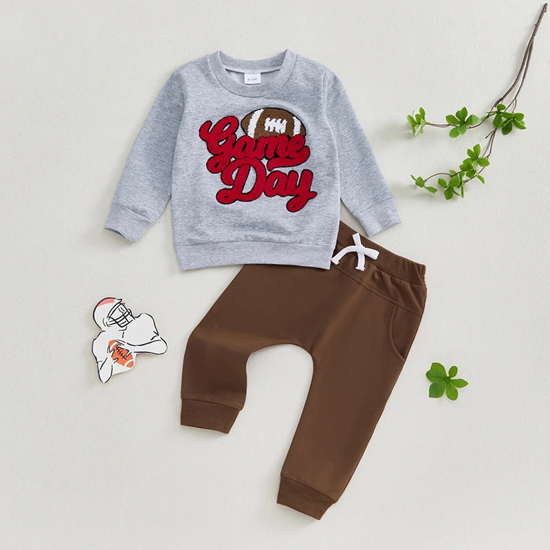 Pudcoco Toddler Boy 2 Piece Fall Outfit Sweatshirt Pants Set