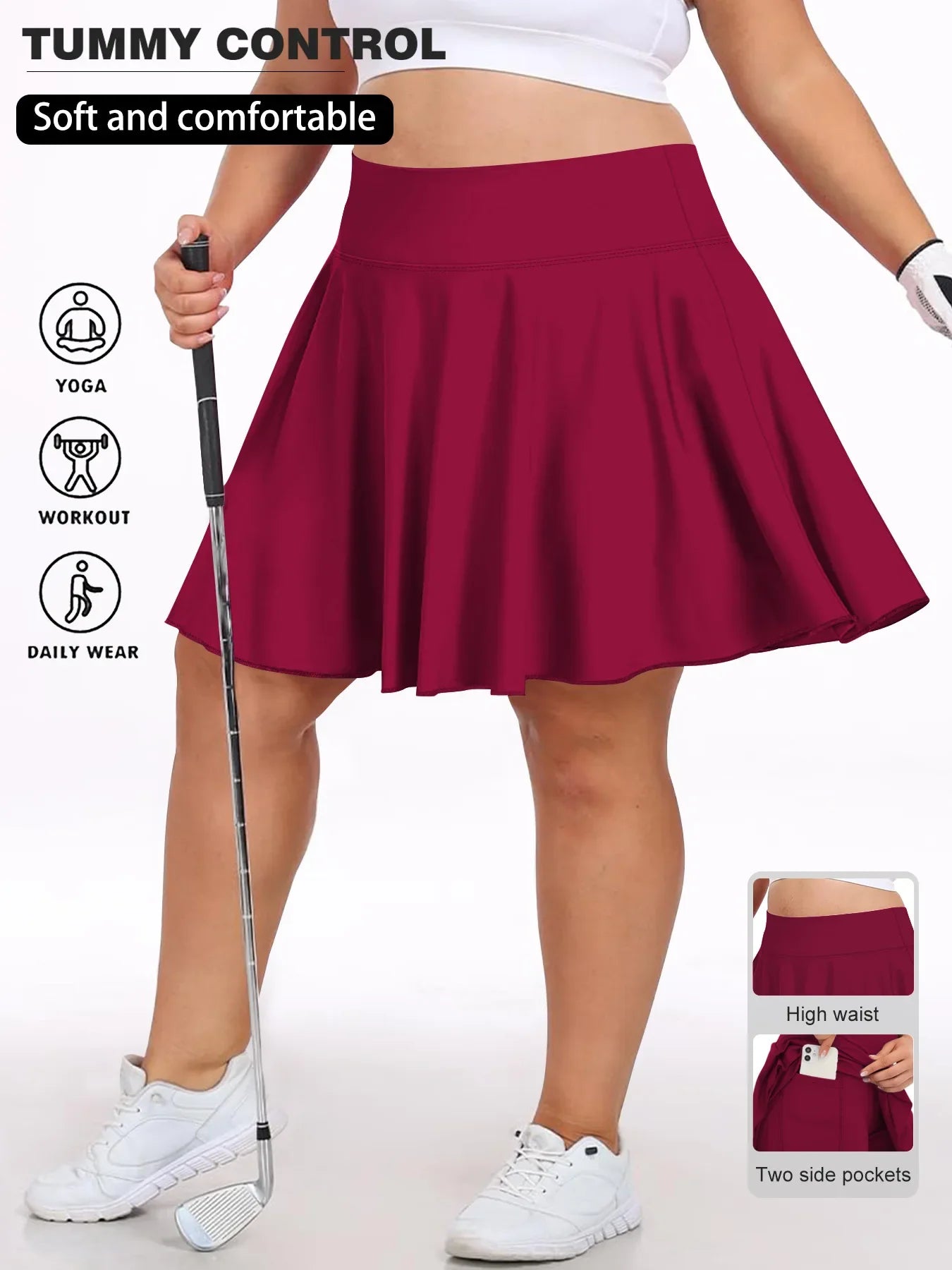 Women's Pocket Short Skirt High Waist Fitness Skirt