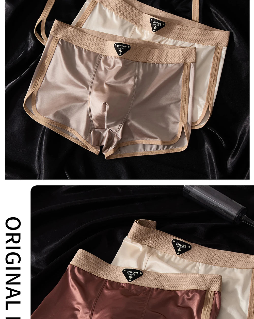 Briefs and Boxers Silk Ice Satin Men's Boxer Briefs Breathable