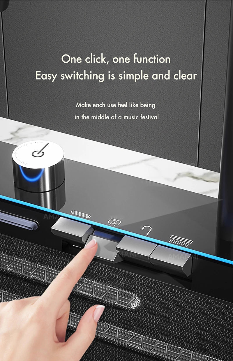 MYQualife 304 Stainless Steel Waterfall Kitchen Faucet Set With Digital Display