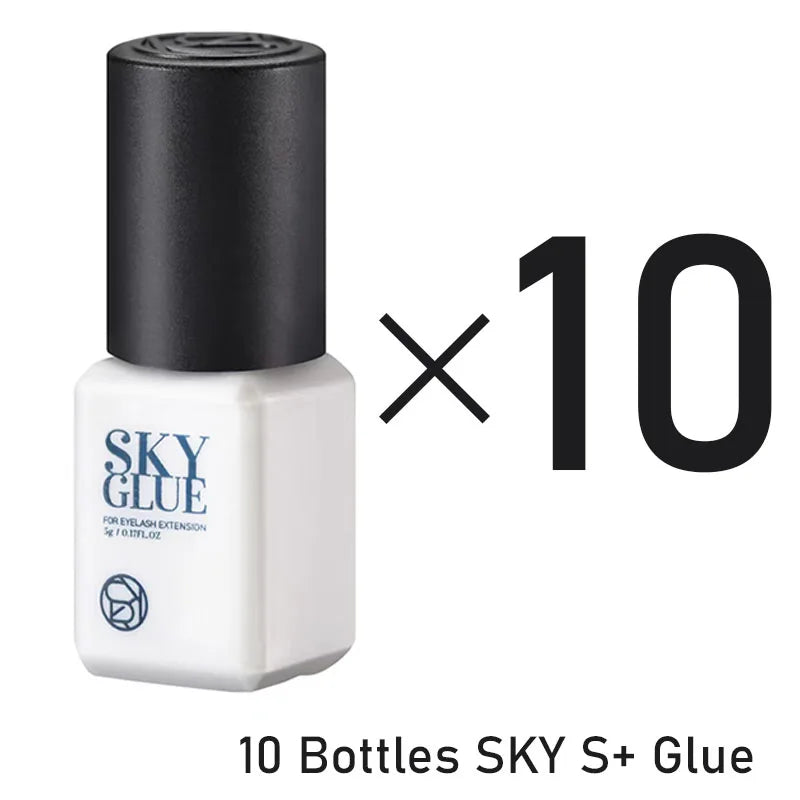 10 Bottles SKY Glue Strands False Eyelashes Extension Supplies Korea 5ml Black Red Blue Cap Beauty Health Makeup Tools Adhesive
