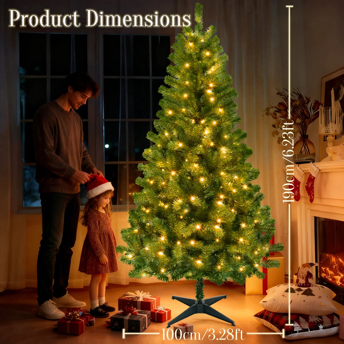 180/190cm Pre-Lit Artificial Christmas Tree Christmas Decorations Party Home Decor 200 LED Light White Green 460 Branch Tips