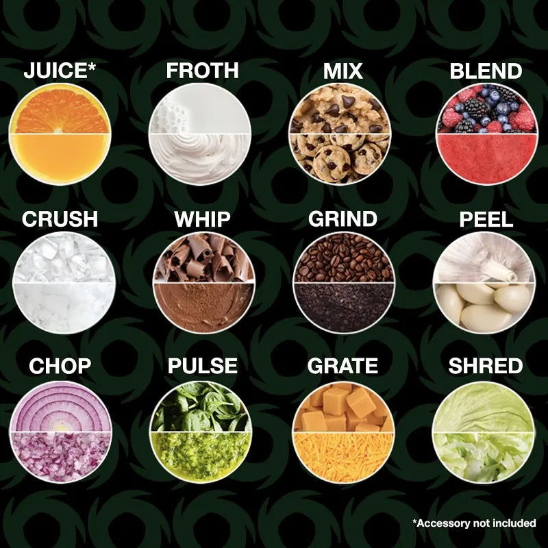 Salton WizNMix All-in-One Food Processor, Chopper & Blender for Mixing, Purees, Whipping, 750 ml Capacity, Black (FP2102BK)