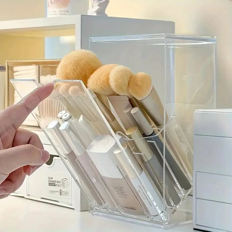 Brush Sleek Transparent Acrylic Makeup Brush Holder For Desk