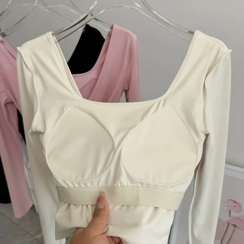 Pula Seamless Yoga Top Crossed Back Long Sleeve Breathable