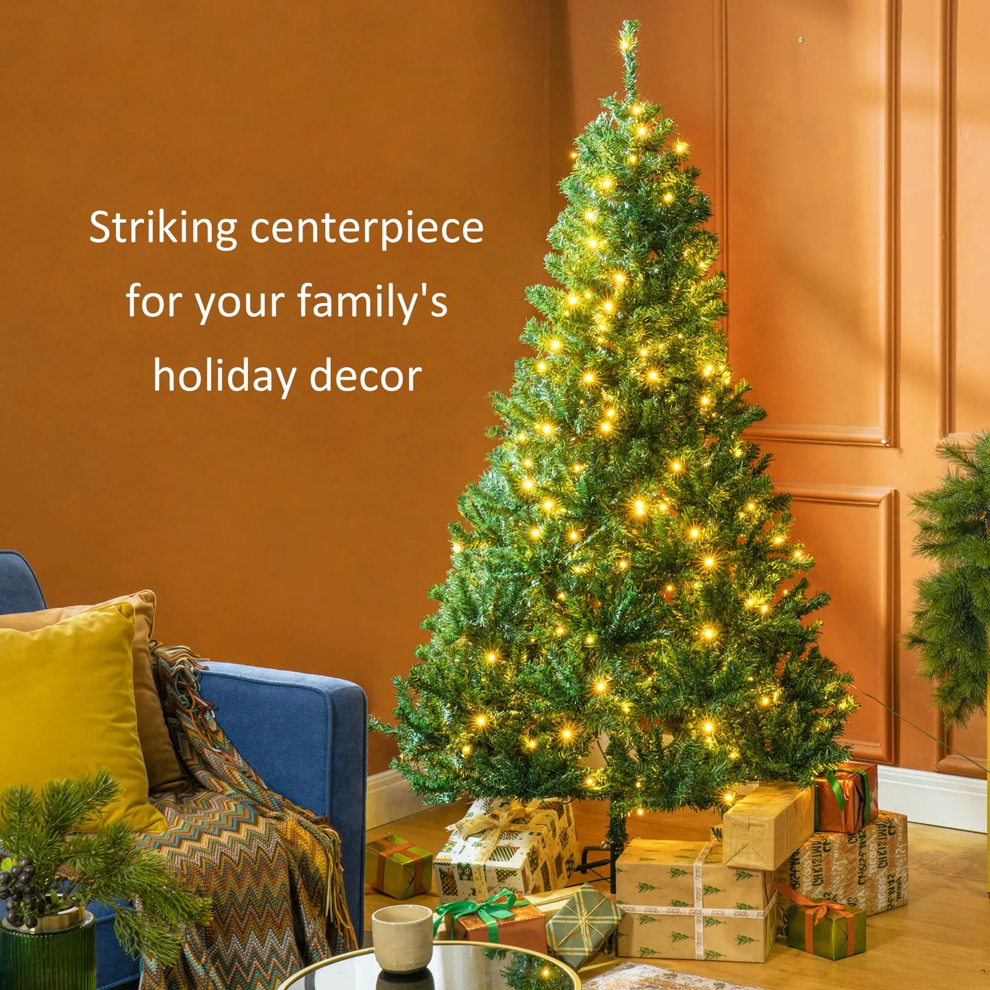 6' Prelit Christmas Tree Artificial Xmas Tree Metal Stand Green