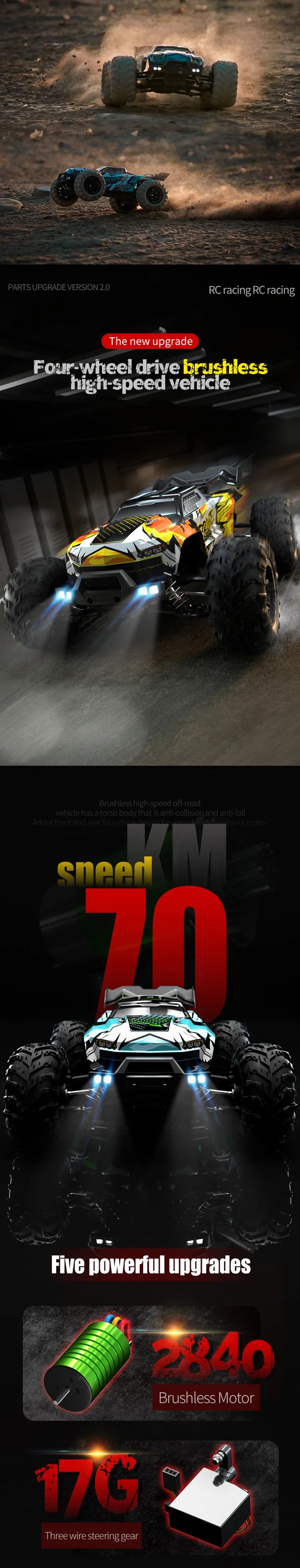 WLtoys Pro 4WD RC Car With LED Lights Remote Control