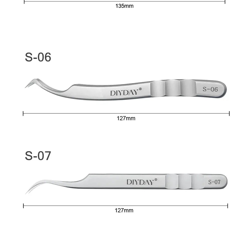 DIYDAY Anti-slip Eyelash Tweezers Stainless Steel Eyebrow Precision Tweezers Fiber Tip Volume Isolation Lashes Extension Tweezer