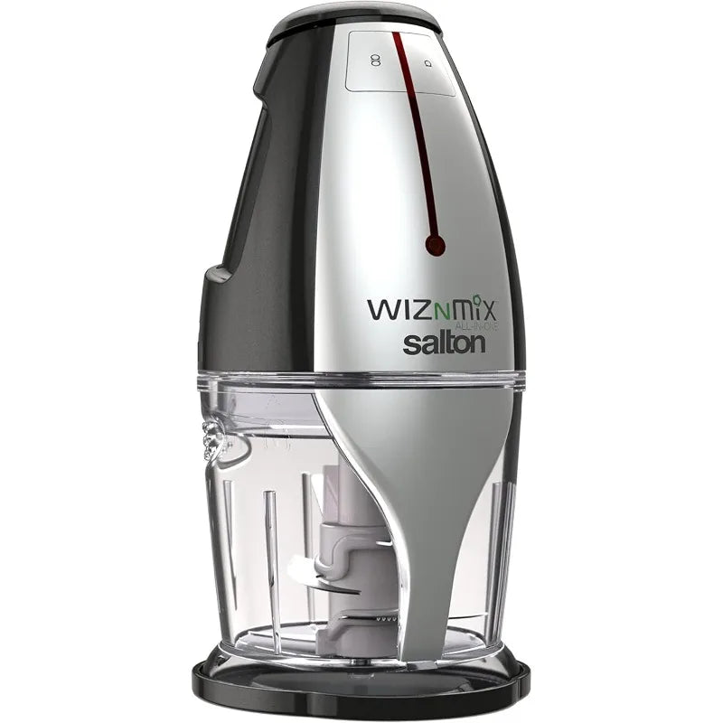 Salton WizNMix All-in-One Food Processor, Chopper & Blender for Mixing, Purees, Whipping, 750 ml Capacity, Black (FP2102BK)