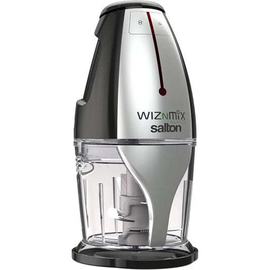 Salton WizNMix All-in-One Food Processor, Chopper & Blender for Mixing, Purees, Whipping, 750 ml Capacity, Black (FP2102BK)