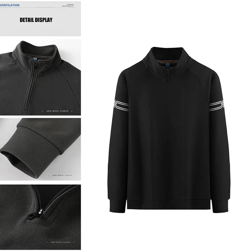 IppolichCN Casual Long Sleeve Sports Half Zipper Sweatshirt