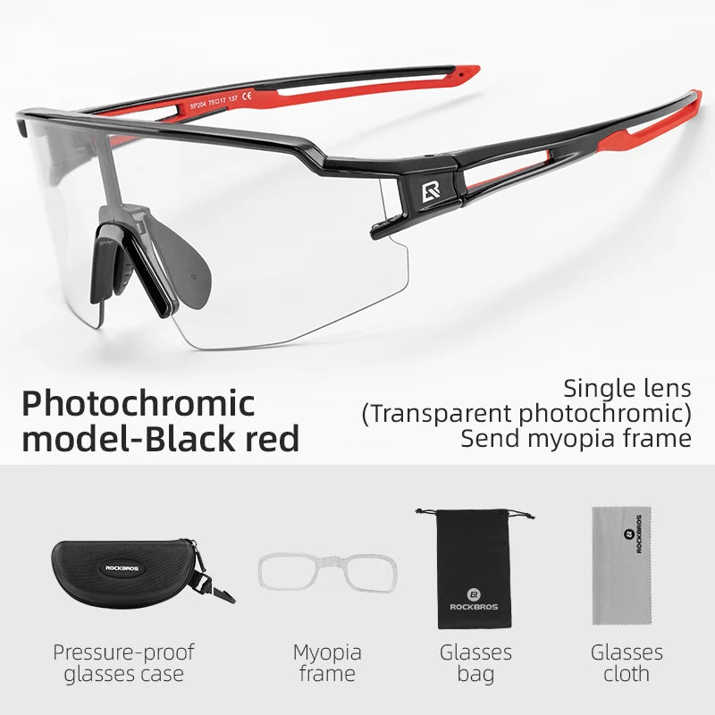 ROCKBROSC Cycling Glasses Polarized Photochromic UV400 Sunglasses