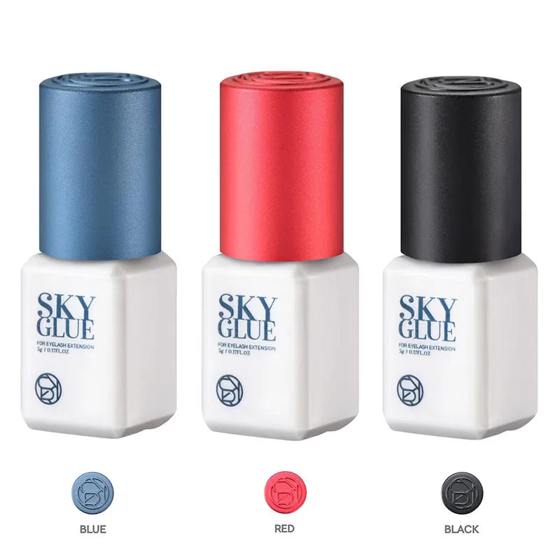 10 Bottles SKY Glue Strands False Eyelashes Extension Supplies Korea 5ml Black Red Blue Cap Beauty Health Makeup Tools Adhesive