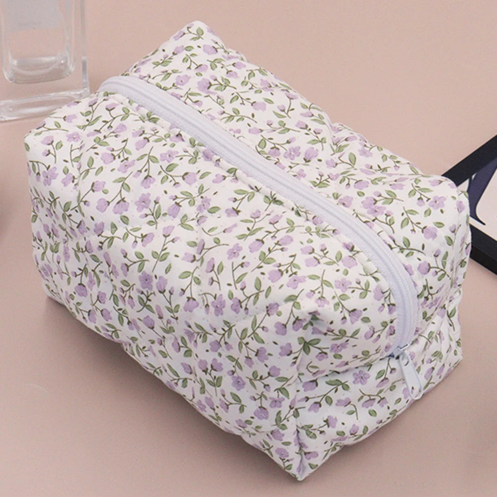 Shunmaii Floral Cosmetic Organizer Pouch Portable Makeup Bag