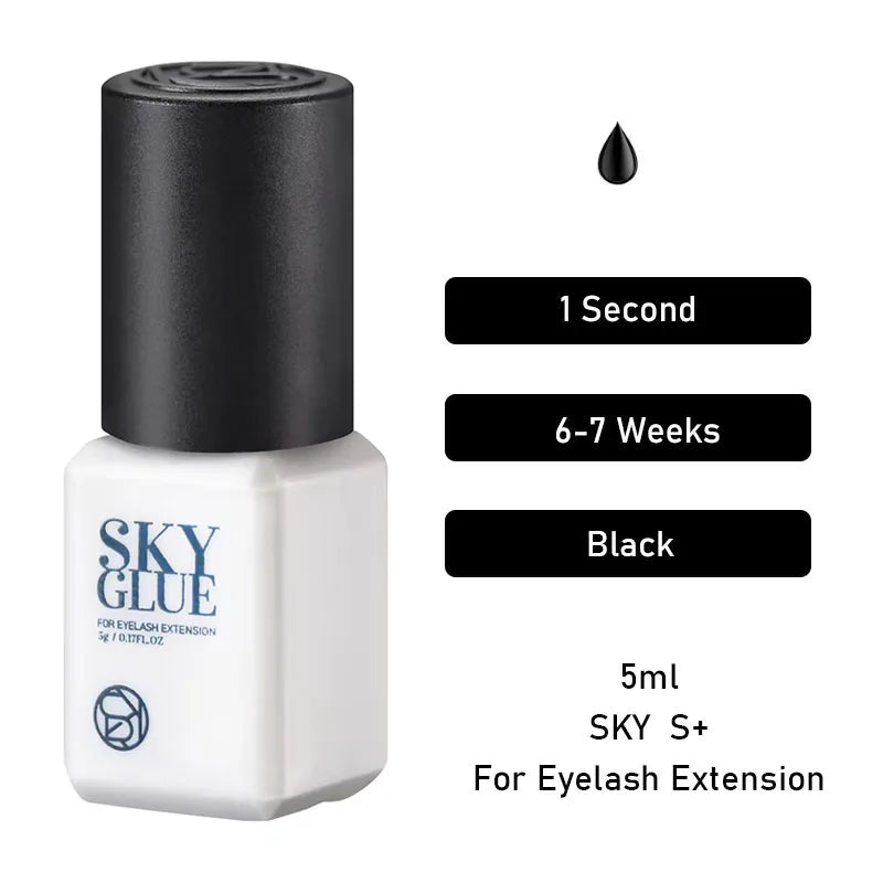 10 Bottles SKY Glue Strands False Eyelashes Extension Supplies Korea 5ml Black Red Blue Cap Beauty Health Makeup Tools Adhesive
