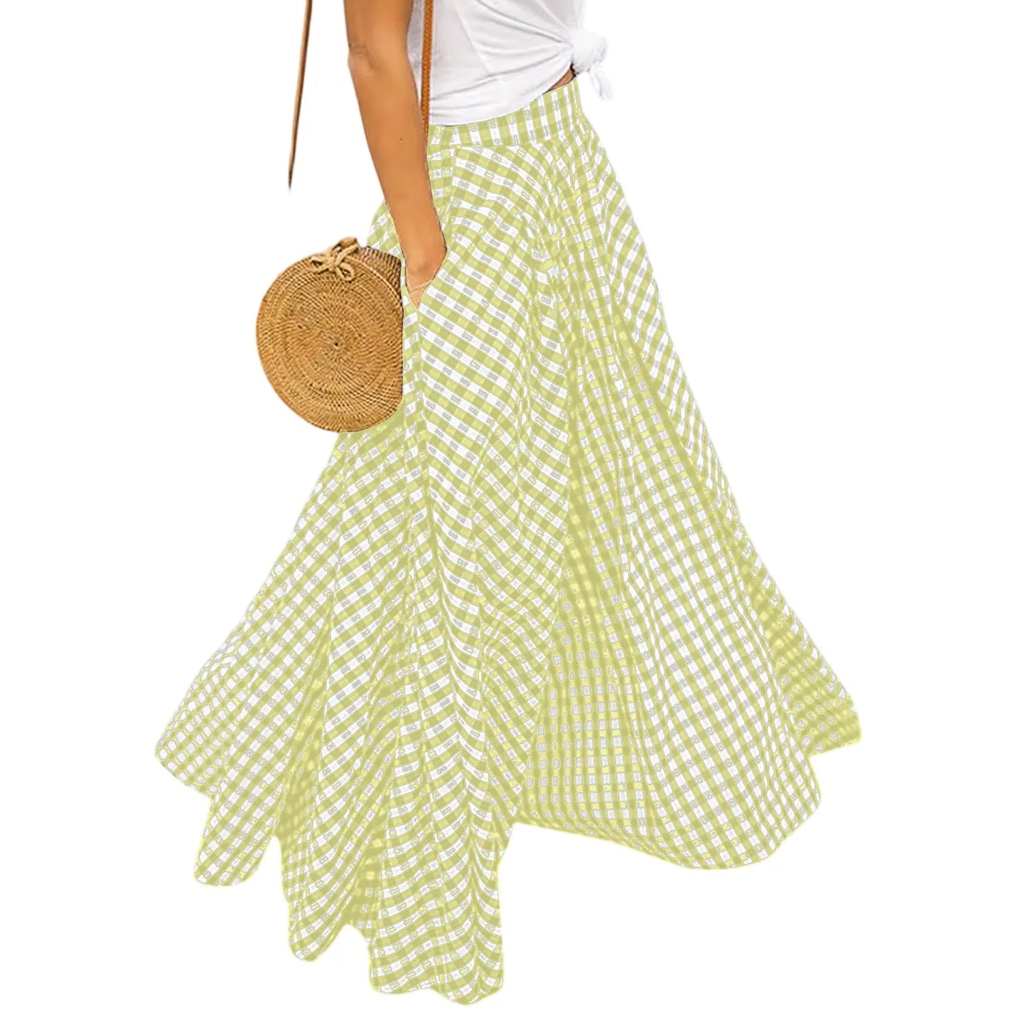 Craft Of Weaving Plaid Swing Skirt With Draped Silhouette
