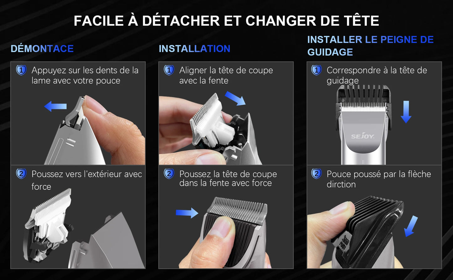 Sejoy Electric Hair Clippers Professional Kit USB Rechargeable Beard Trimmer