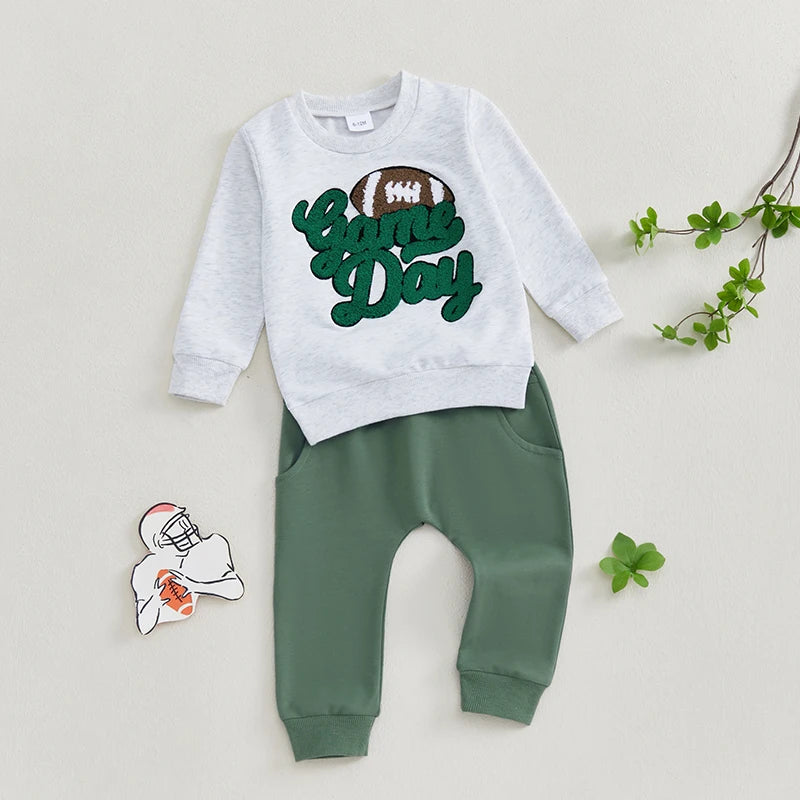 Pudcoco Toddler Boy 2 Piece Fall Outfit Sweatshirt Pants Set