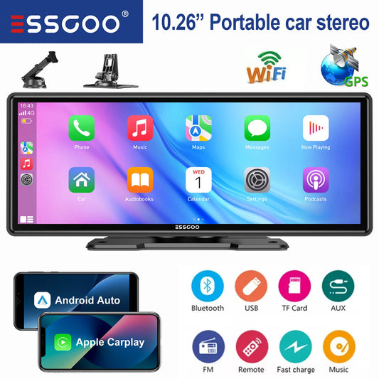 ESSGOO Universal Car Stereo Bluetooth Apple CarPlay Android Auto