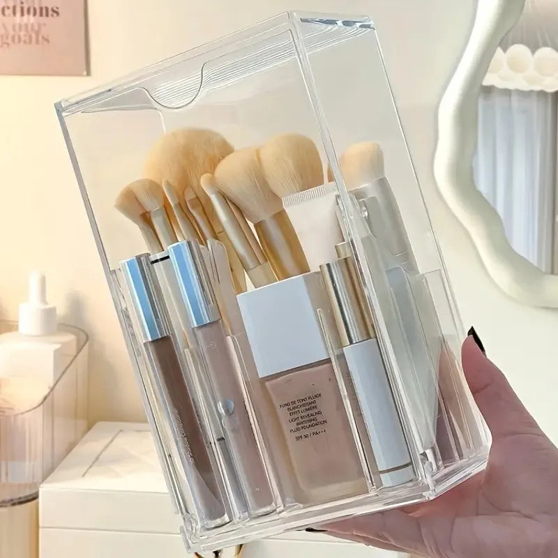 Brush Sleek Transparent Acrylic Makeup Brush Holder For Desk
