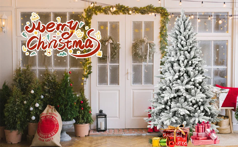 Makeatree Snow Flocked Christmas Tree Artificial PE PVC