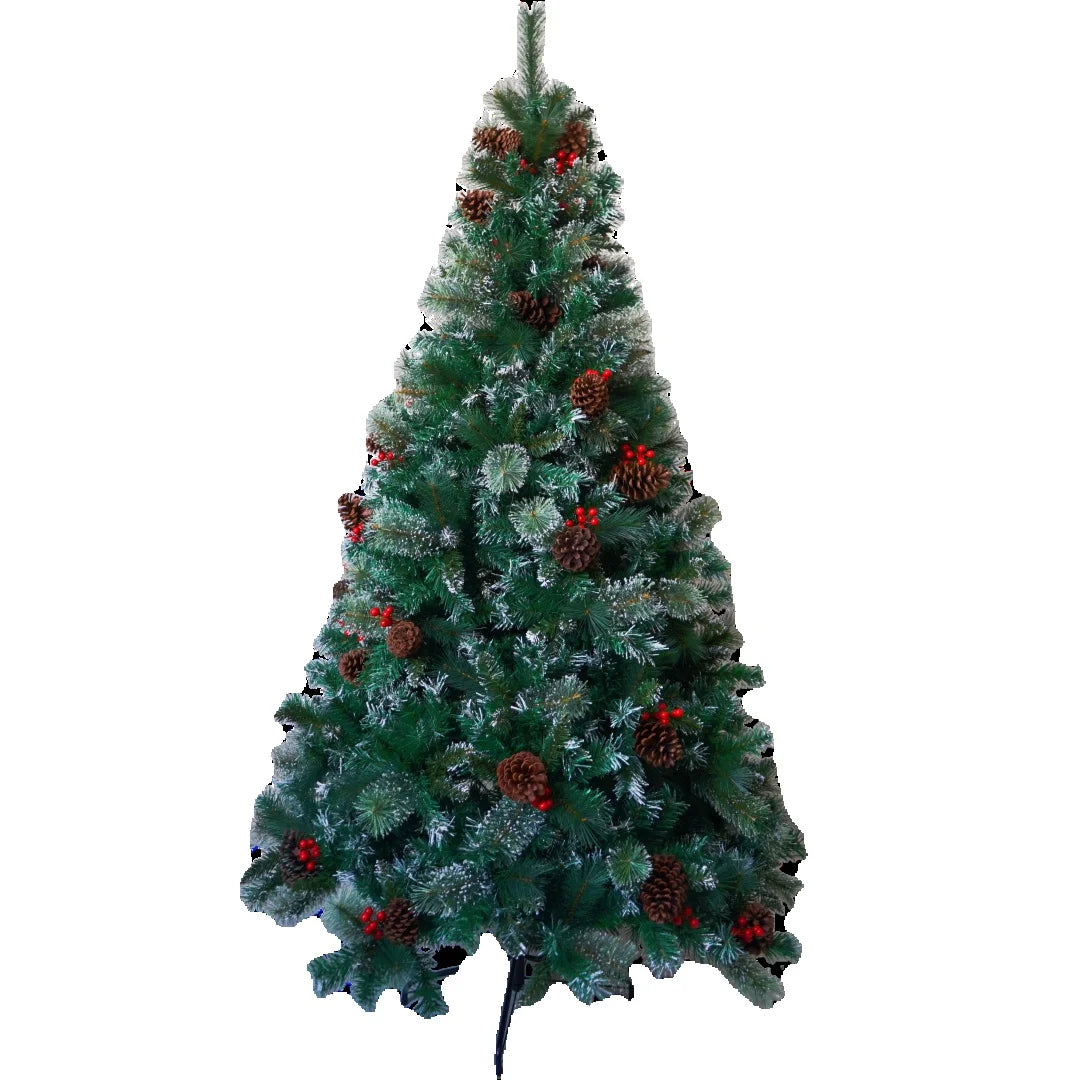 DIAMR Pre-Lit Artificial Spruce Christmas Tree With Pinecones And Berries