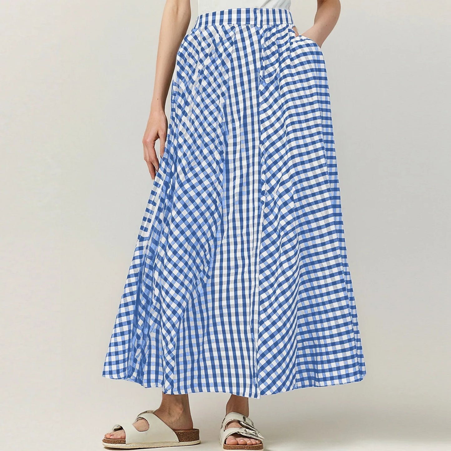 Craft Of Weaving Plaid Swing Skirt With Draped Silhouette