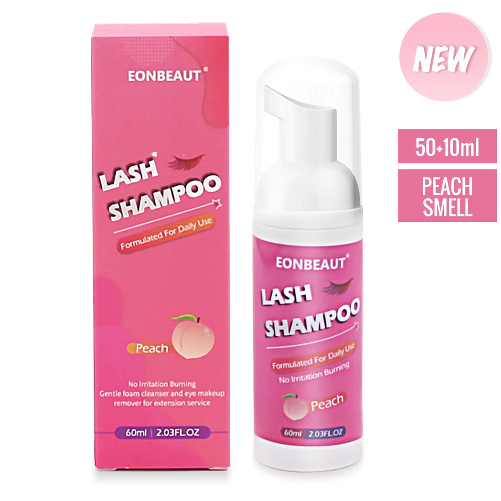 Lash Shampoo Mousse 60ml Eyelash Extension False Eyelashes Glue Cleaning Foam Pump Design No Stimulation Makeup Tool Accessories
