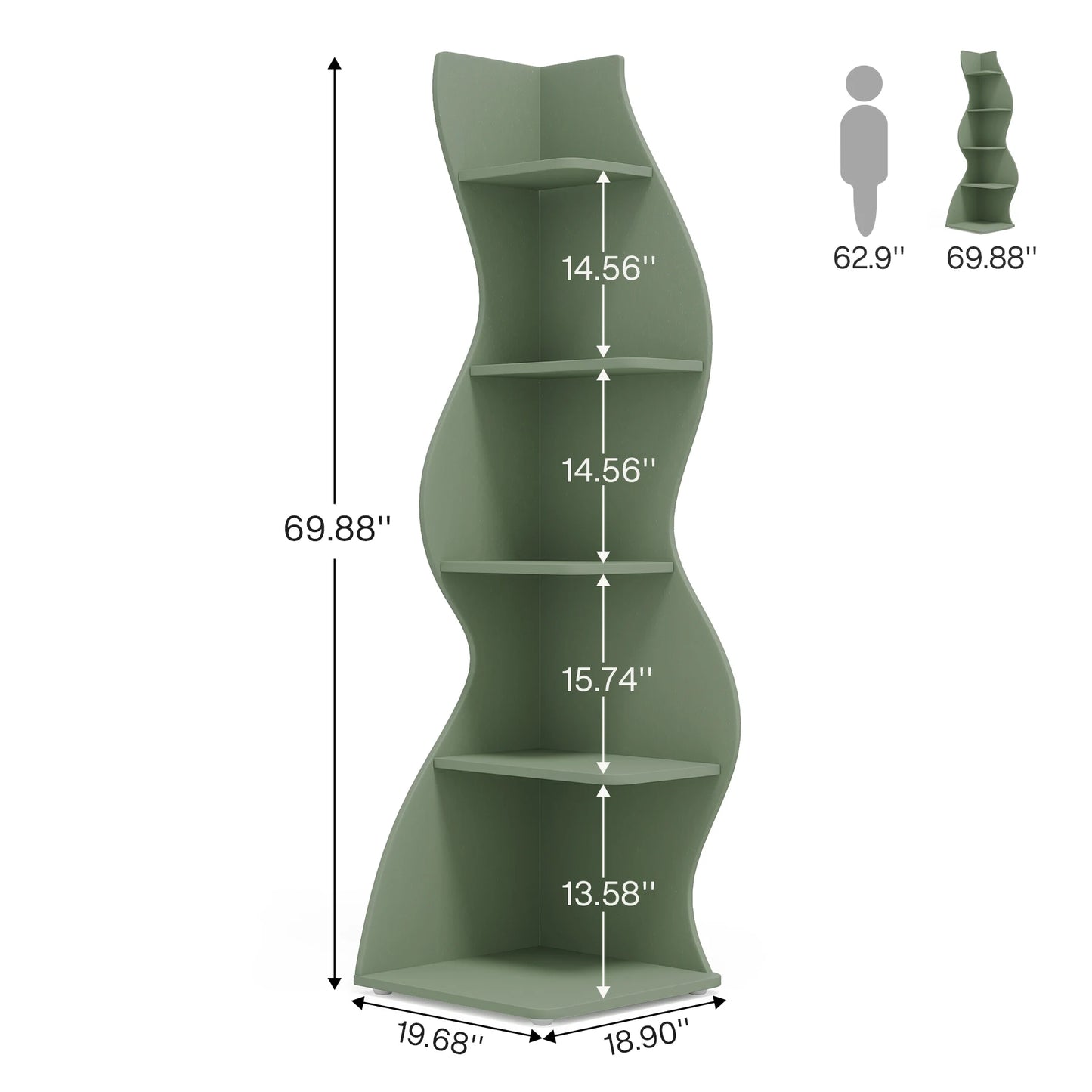 Tribesigns Corner Shelf 5-Tier Wall Bookcase Storage Rack