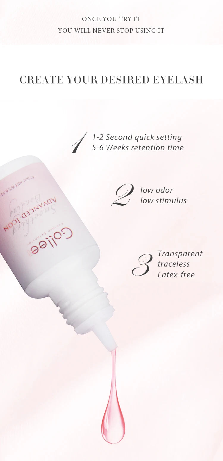 Pink Adhesive Gollee Eyelash Extension Glue 5ml Lashes Adhesive For Volume lashes Individual lashes Wholesale Price Own logo