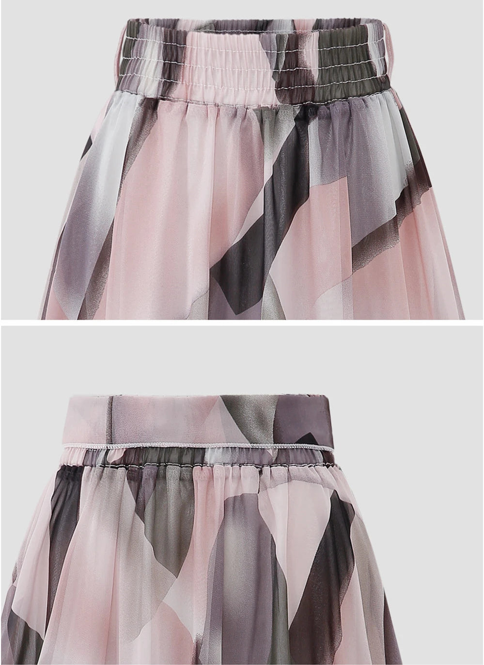 ISUREYOUNG Women Floral Summer Skirt Chiffon A Line Midi