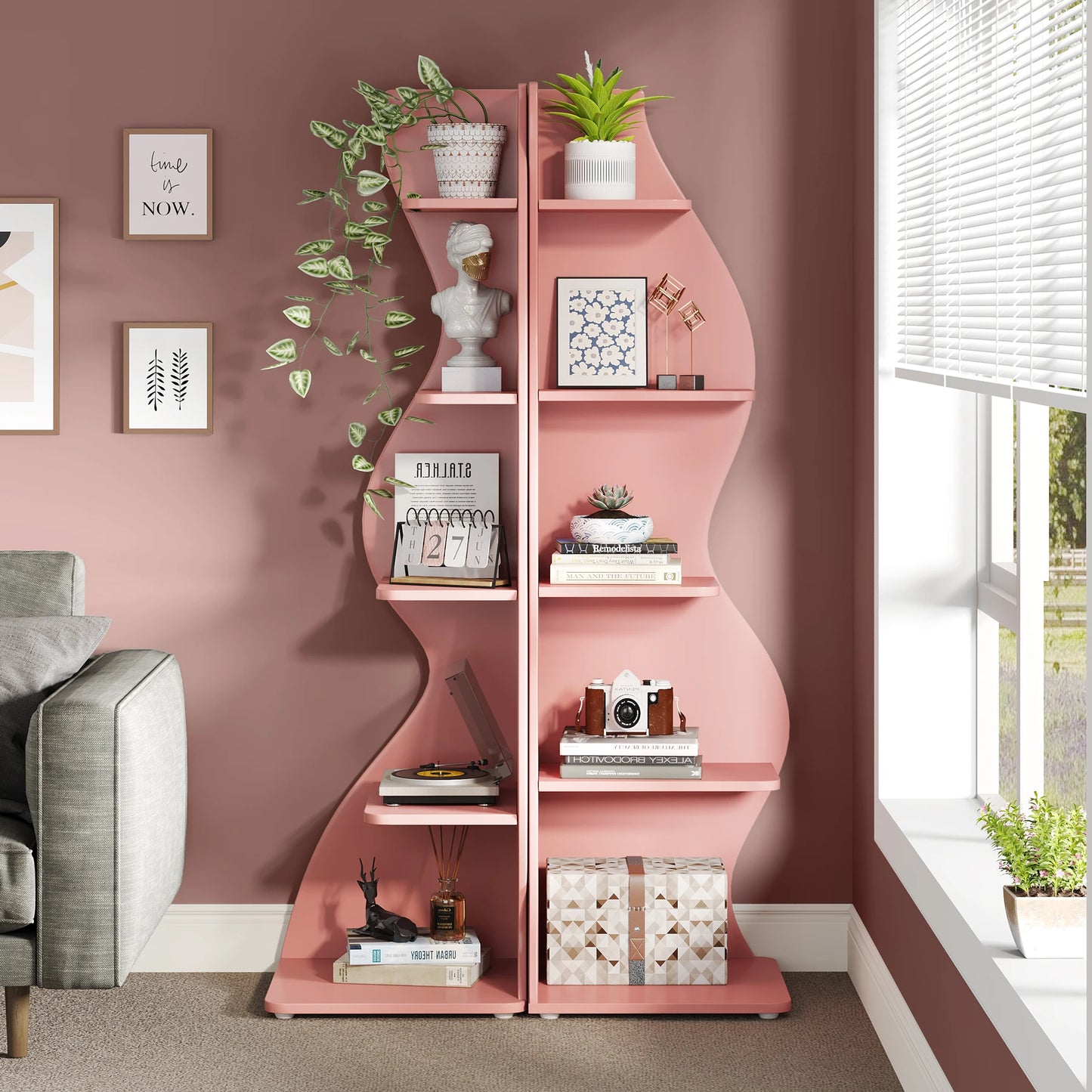Tribesigns Corner Shelf 5-Tier Wall Bookcase Storage Rack