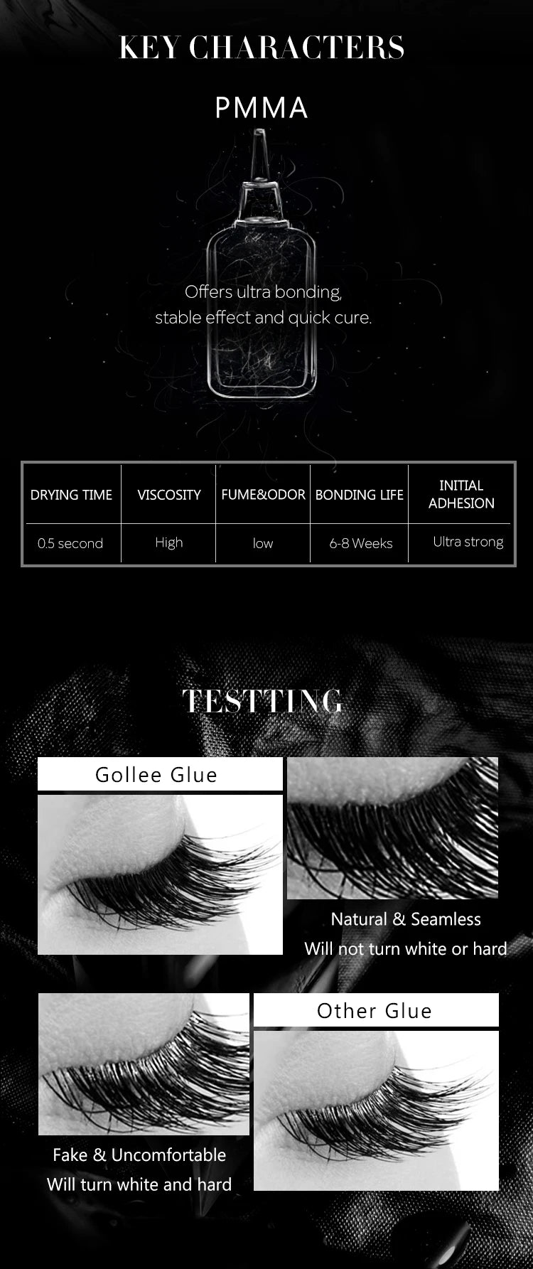 Gollee 0.5 SEC Extra Strong Brand Organic Best My Own Logo Eye Lash Private Label Wholesale Waterproof Lash Extension Glue