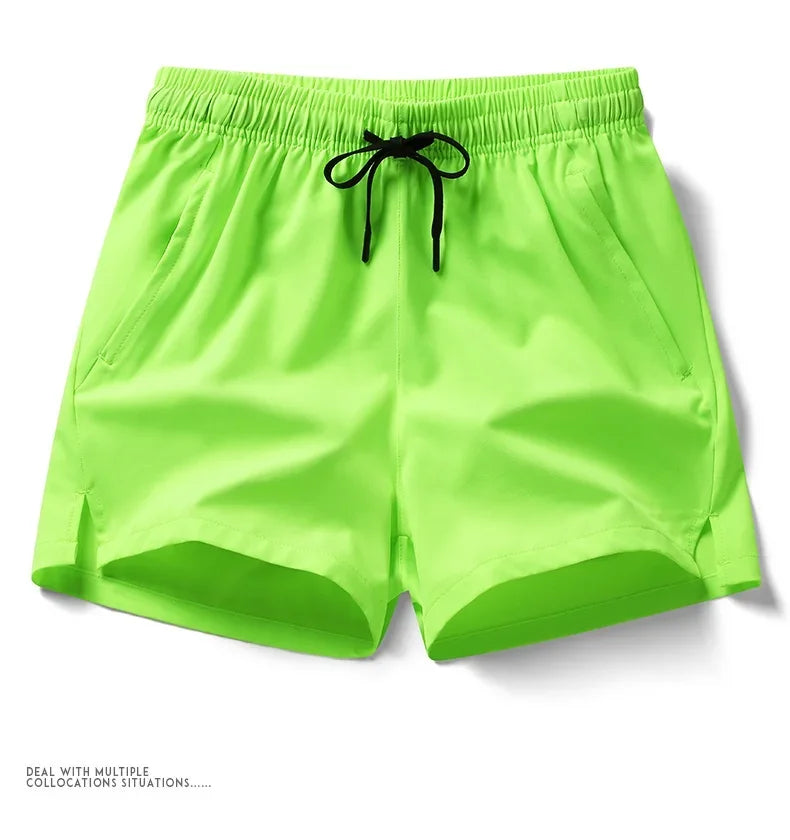 Summer Mens Sports Shorts Solid Color Casual Jogging Beach